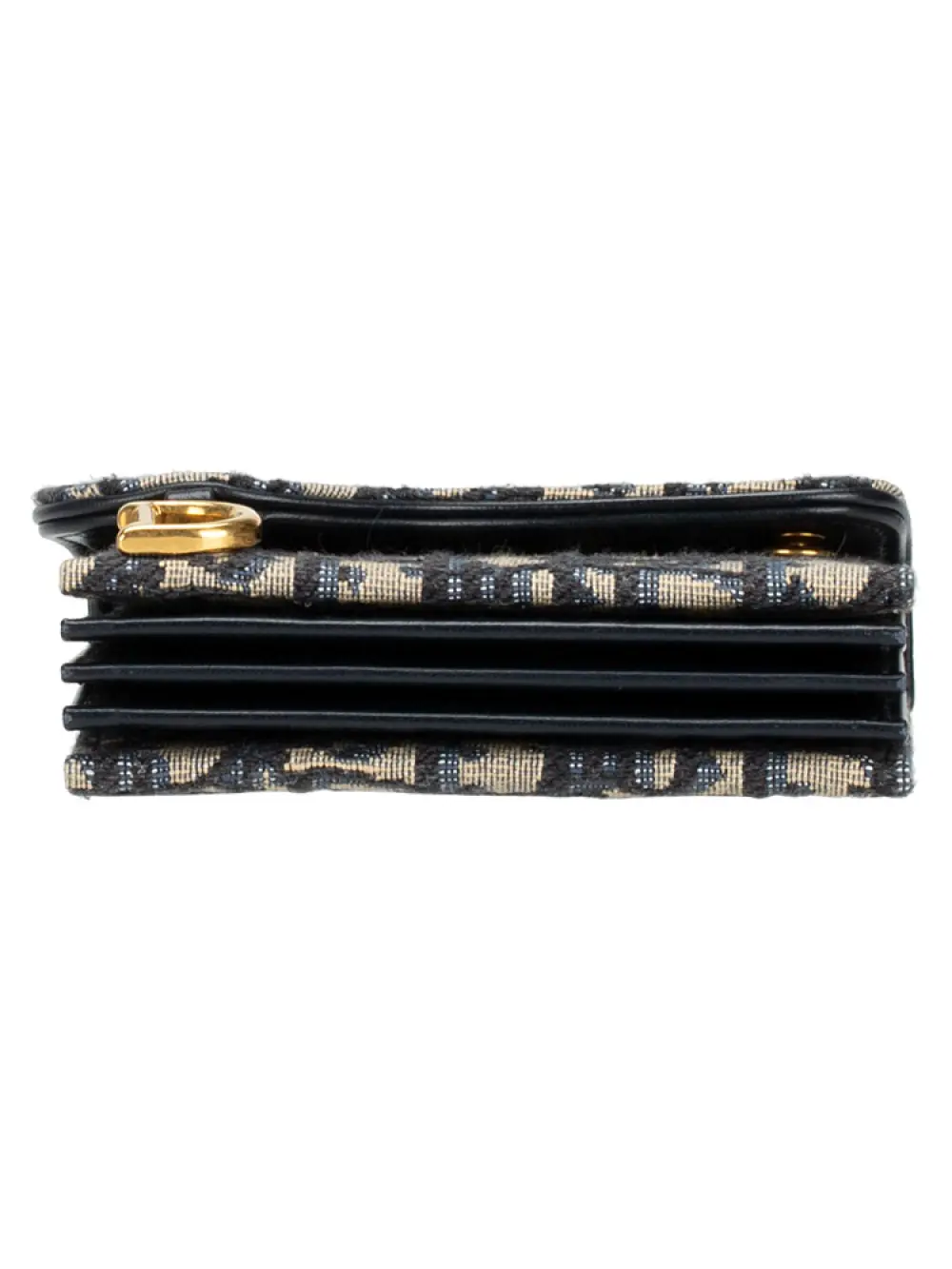 DIOR CARD CASE SADDLE MULTISLOT 5 GUSSET navy oblique