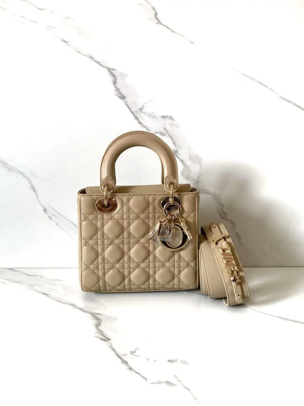 DIOR LADY DIOR SMALL W/ PINS sand ghw