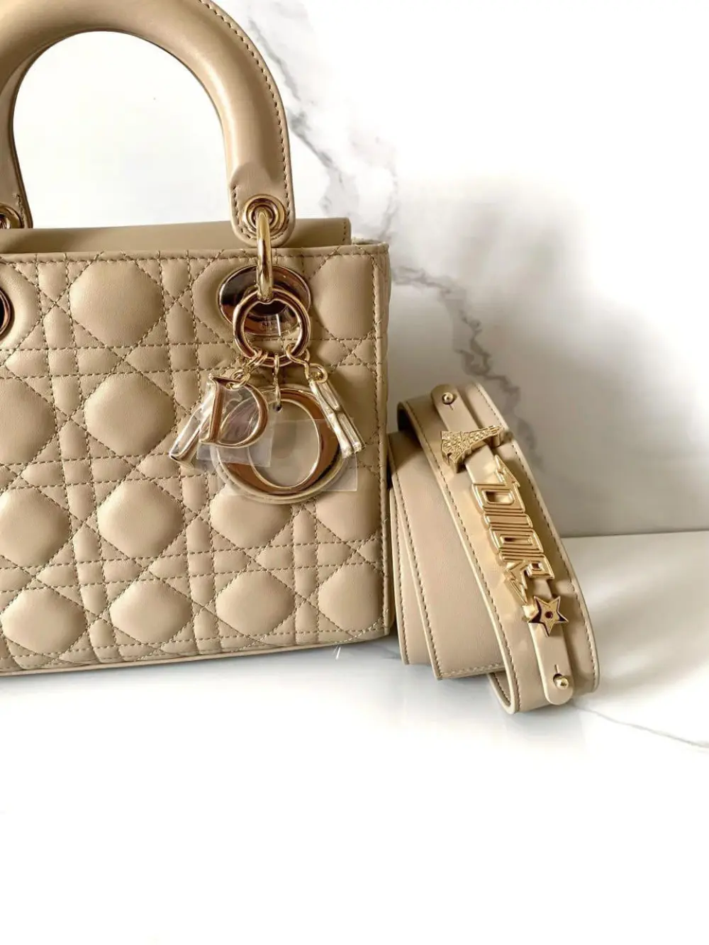DIOR LADY DIOR SMALL W/ PINS sand ghw