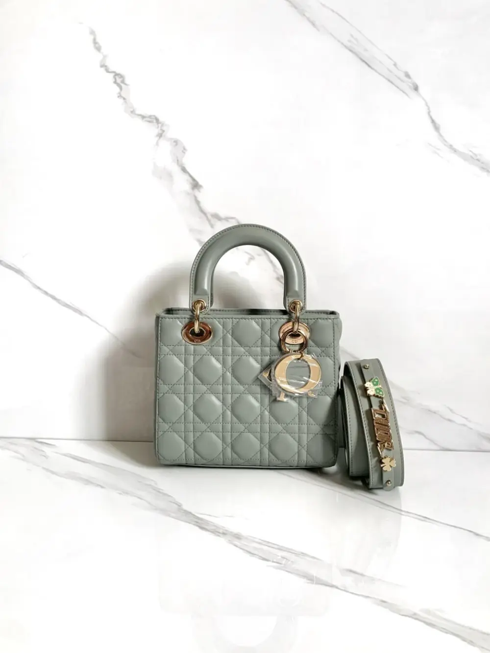 DIOR LADY DIOR SMALL W/ PINS stone gray ghw