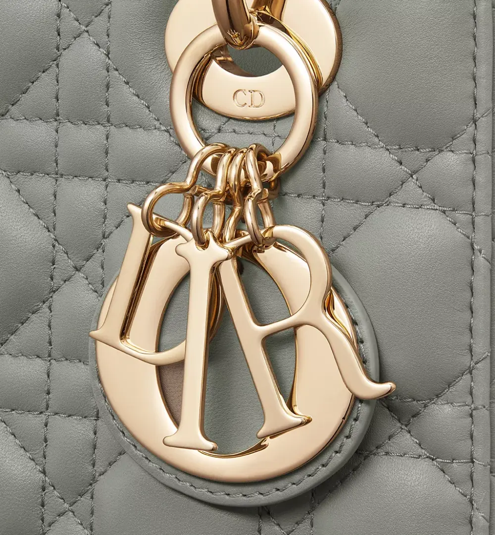 DIOR LADY DIOR SMALL W/ PINS stone gray ghw