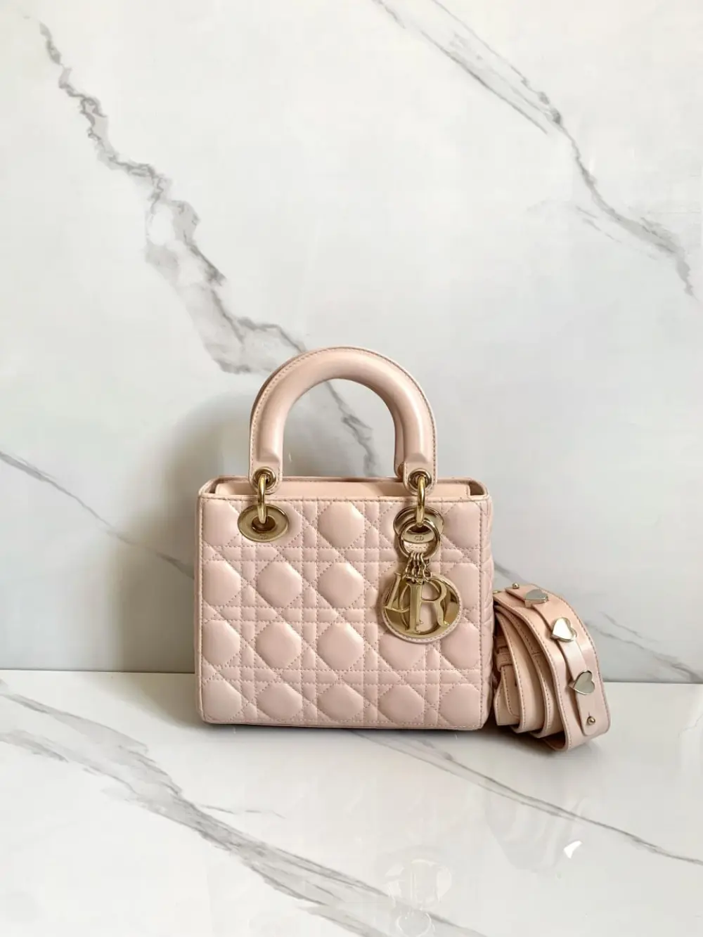 DIOR LADY DIOR SMALL W/ PINS (PRELOVED) powder pink