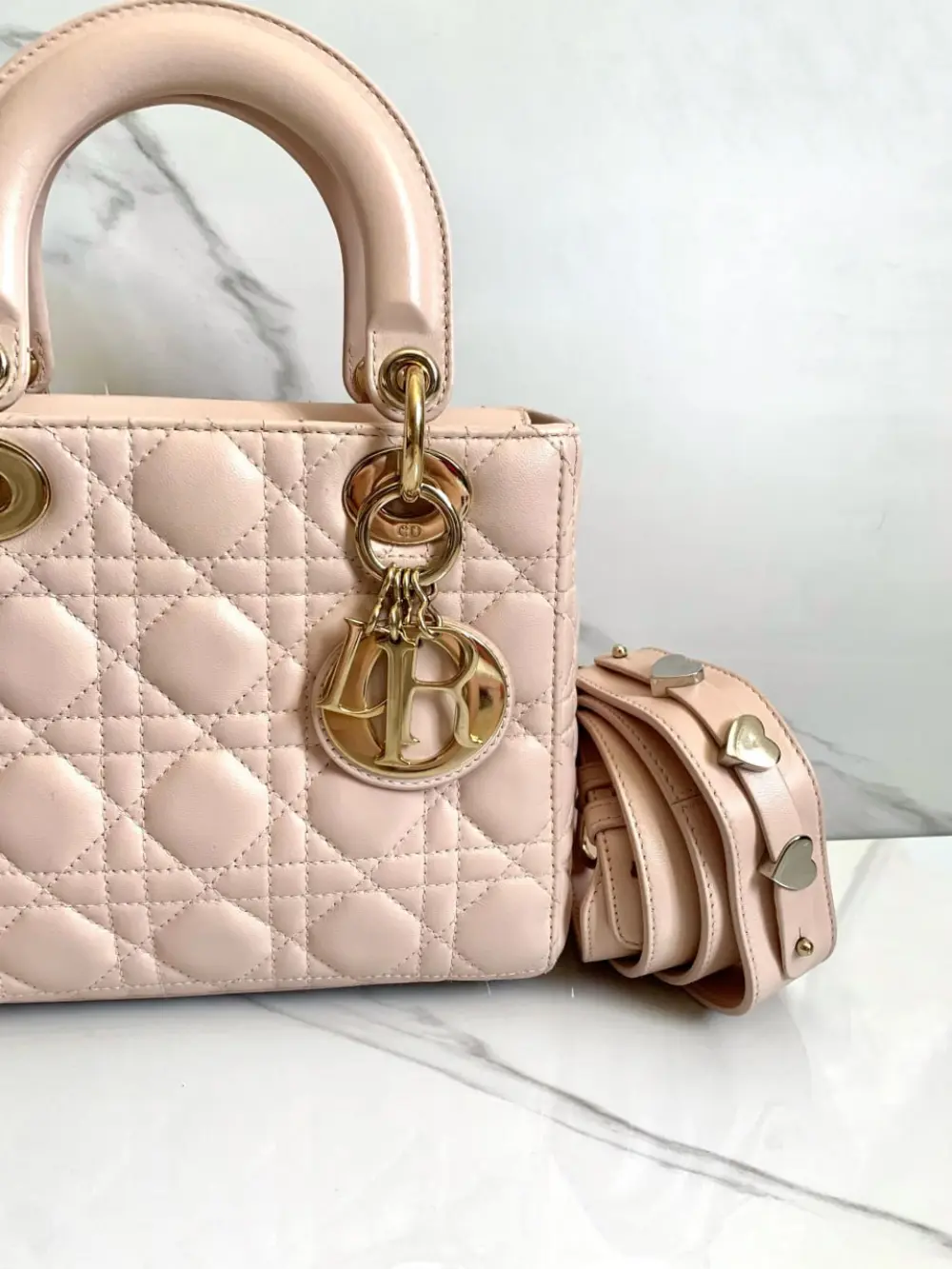 DIOR LADY DIOR SMALL W/ PINS (PRELOVED) powder pink