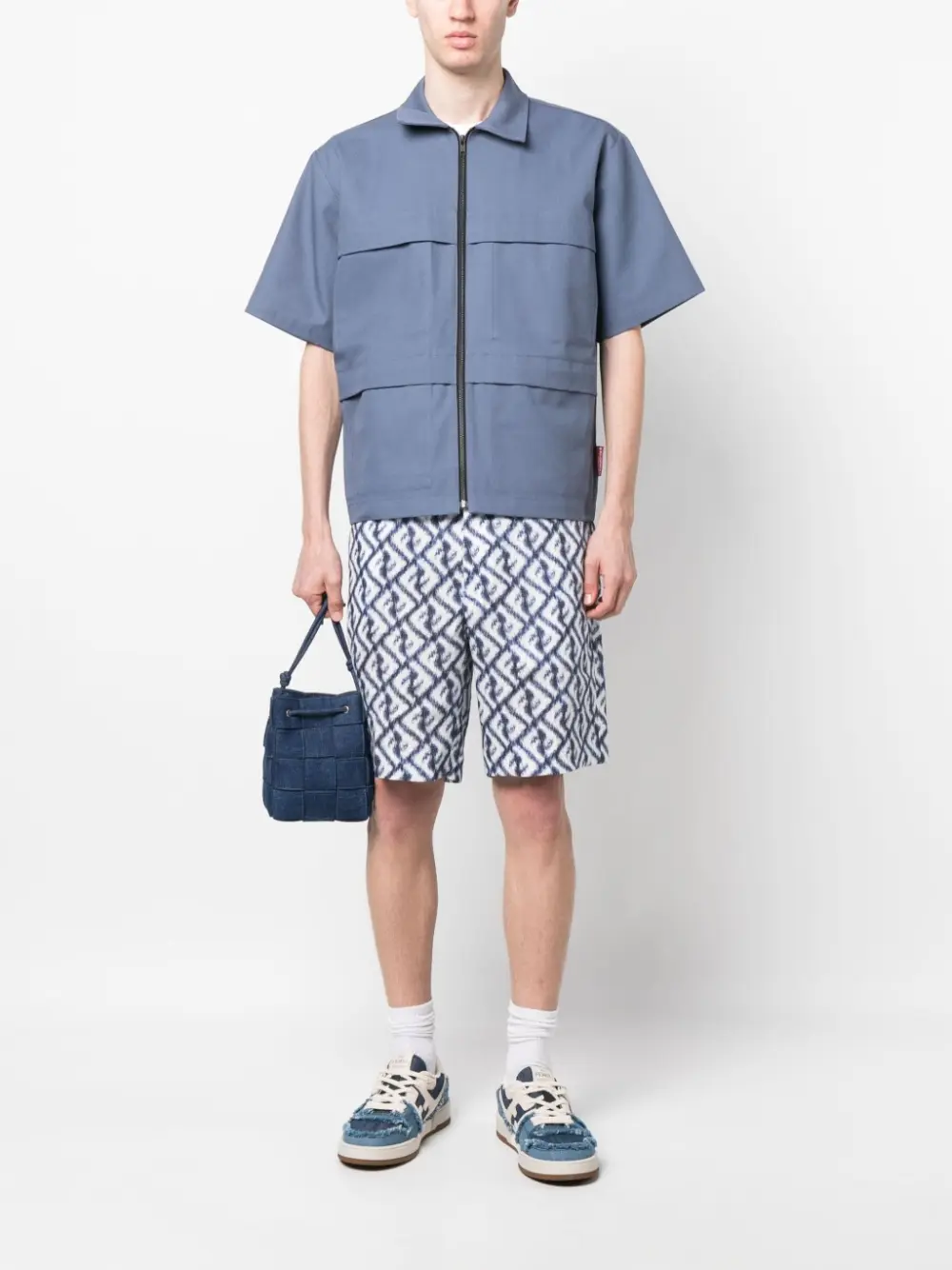 FENDI LOGO SHORTS blue