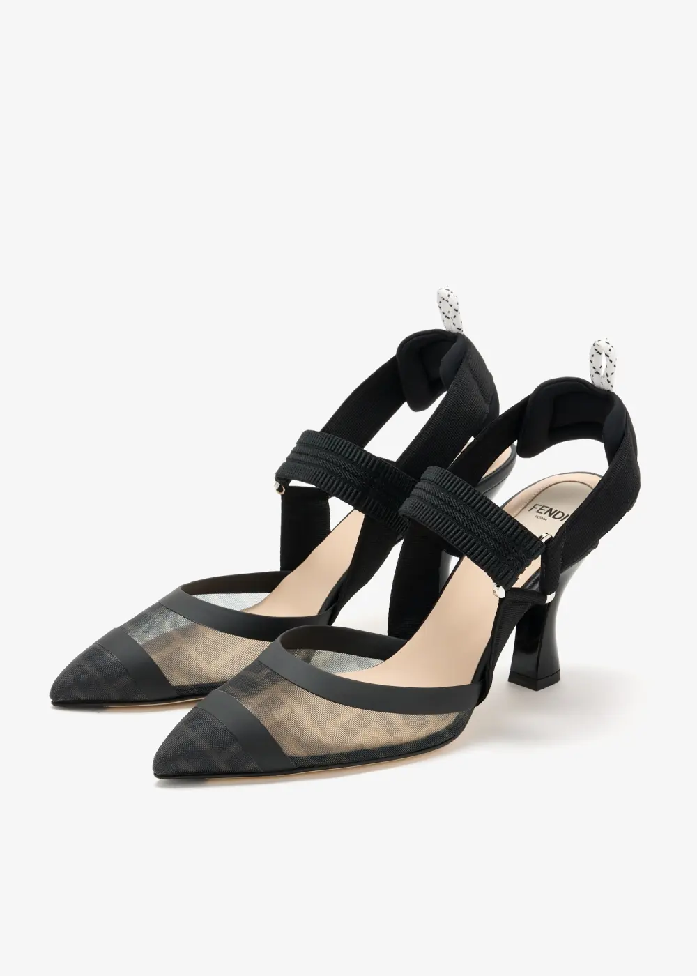COLIBRI SLINGBACK 8,5CM · black logo ff pattern