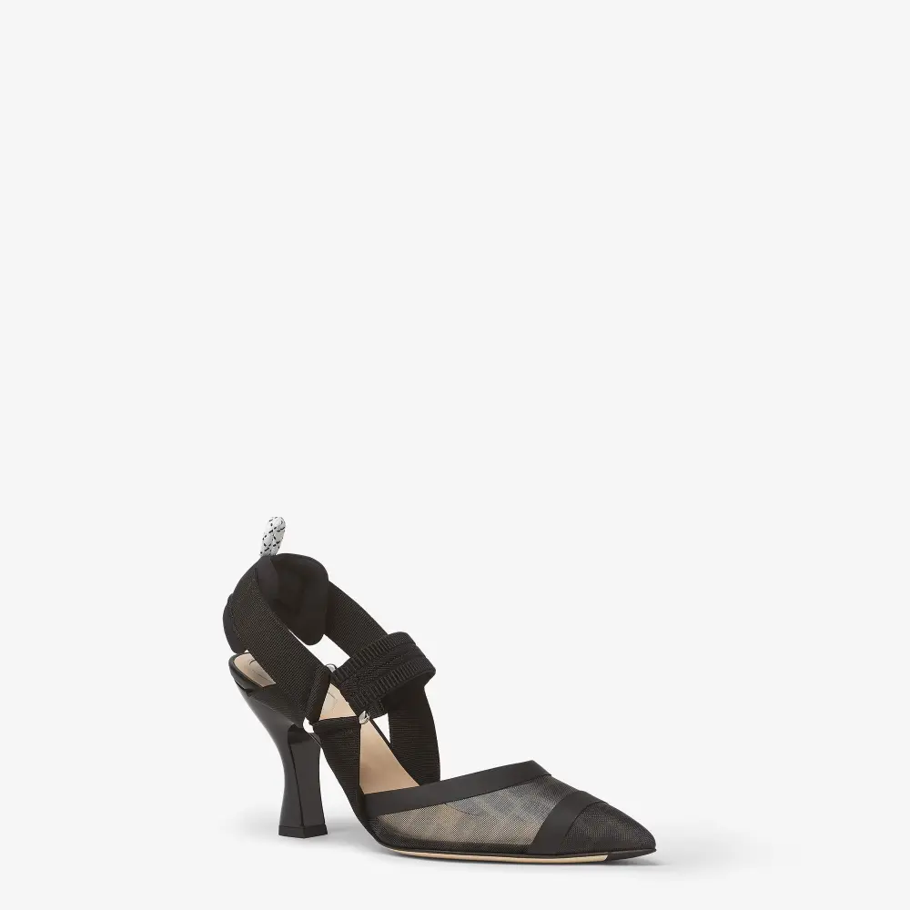 FENDI COLIBRI SLINGBACK 8,5CM black logo ff pattern