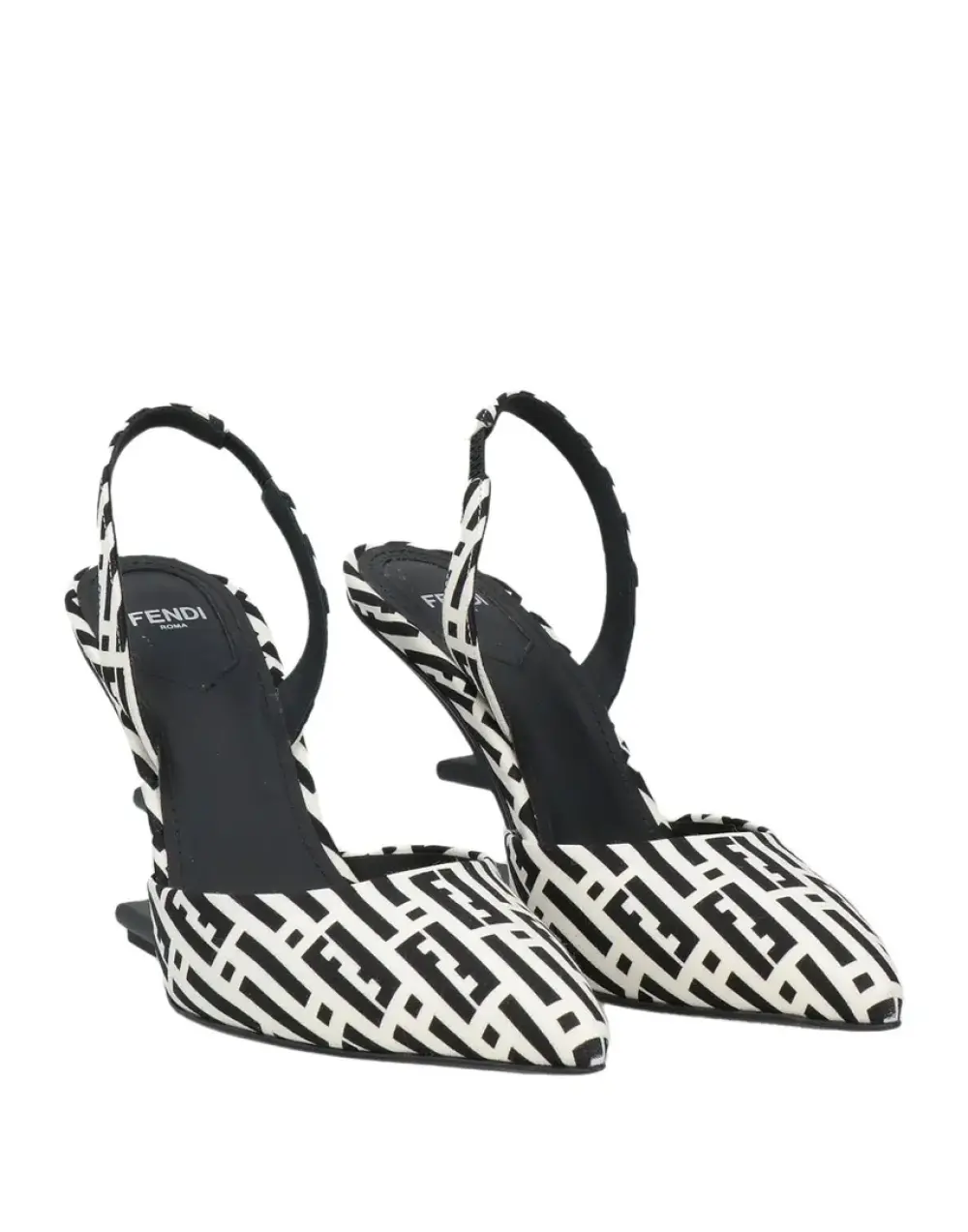 FENDI GEOMETRIC PATTERN STILETTO HEELS 9CM black white