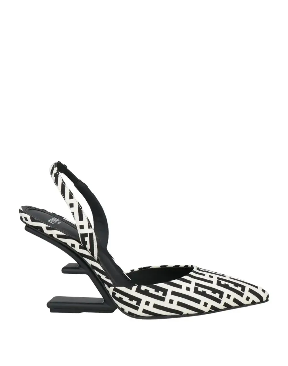 FENDI GEOMETRIC PATTERN STILETTO HEELS 9CM black white