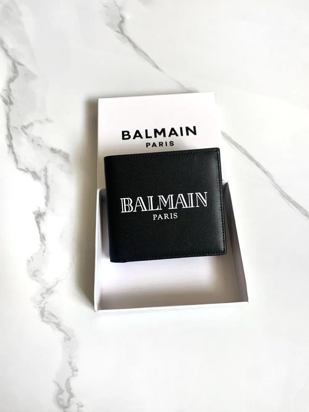 BALMAIN BIFOLD WALLET MEN black logo white