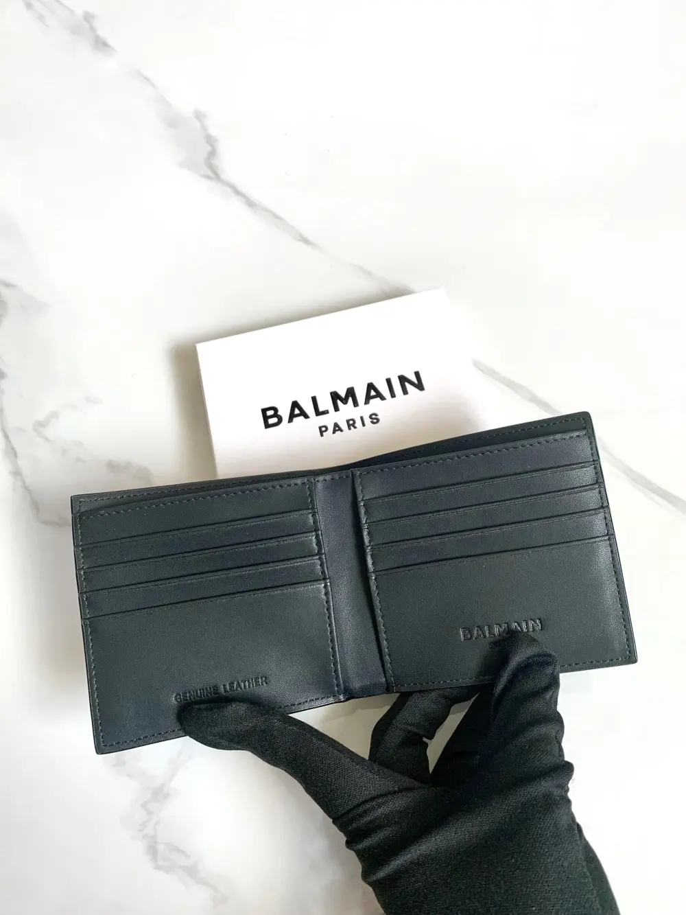 BALMAIN BIFOLD WALLET MEN black logo white