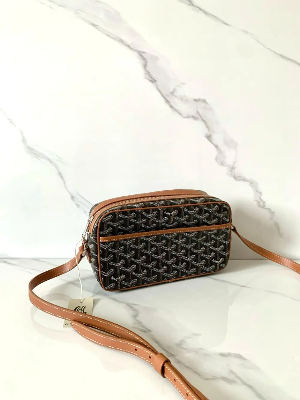 GOYARD CAPVERT CAMERA SLINGBAG PM black tan