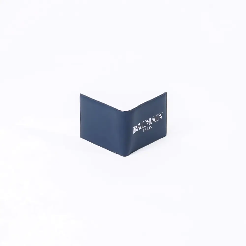 BALMAIN BIFOLD WALLET MEN navy logo white