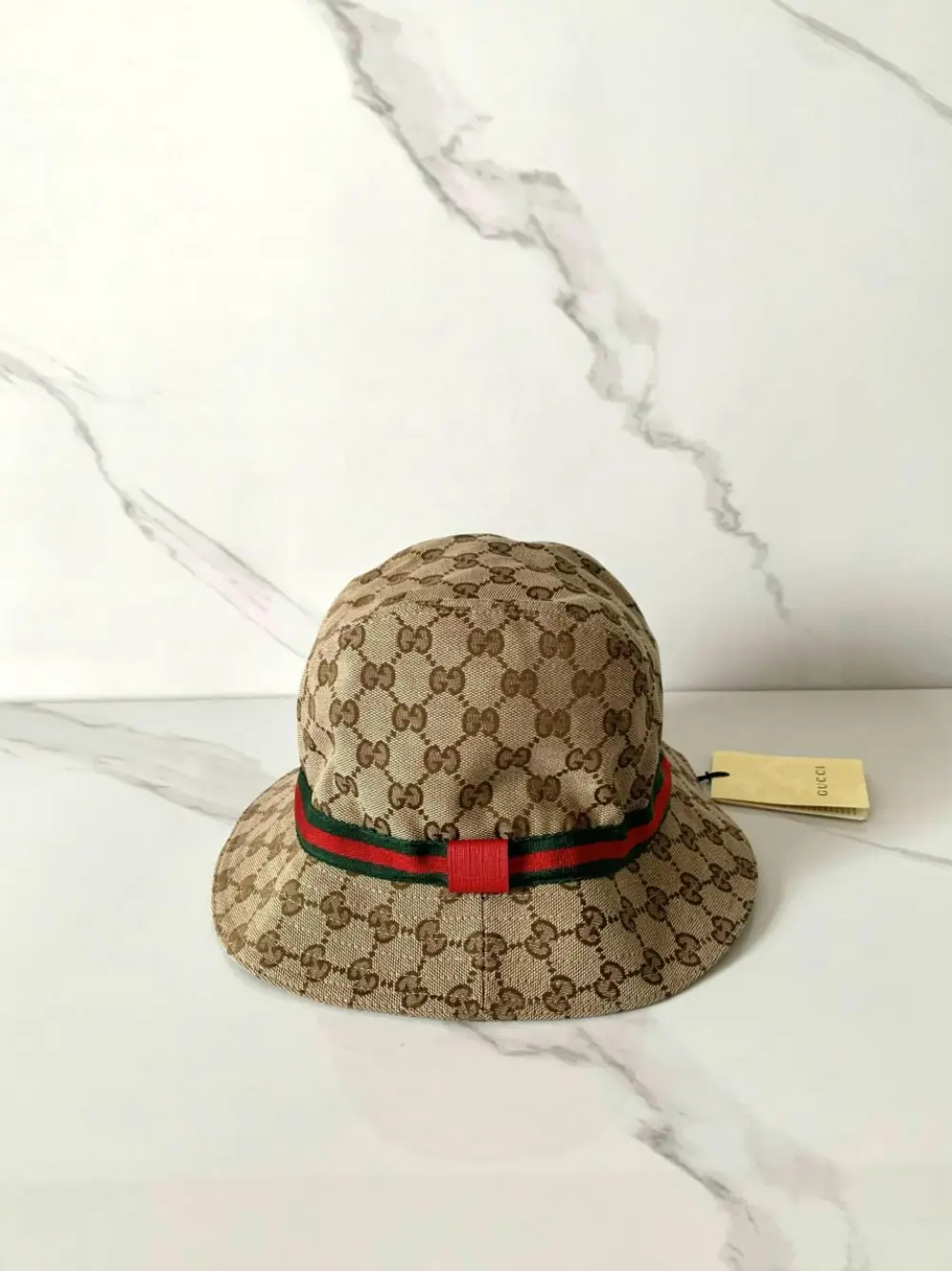 GUCCI KIDS FEDORA BUCKET HAT SUPREME GG brown w/ green red stripes