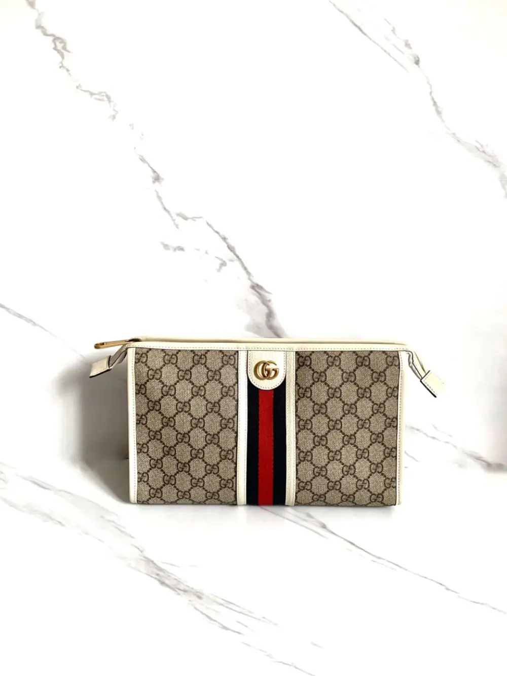 GUCCI CLUTCH CASE OPHIDIA beige ebony / white