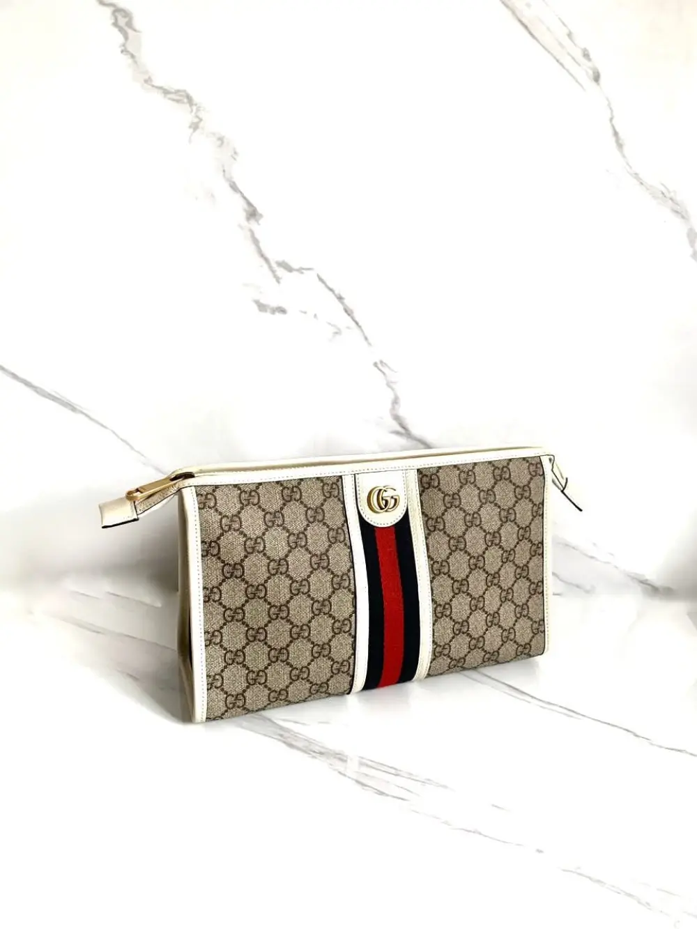 GUCCI CLUTCH CASE OPHIDIA beige ebony / white