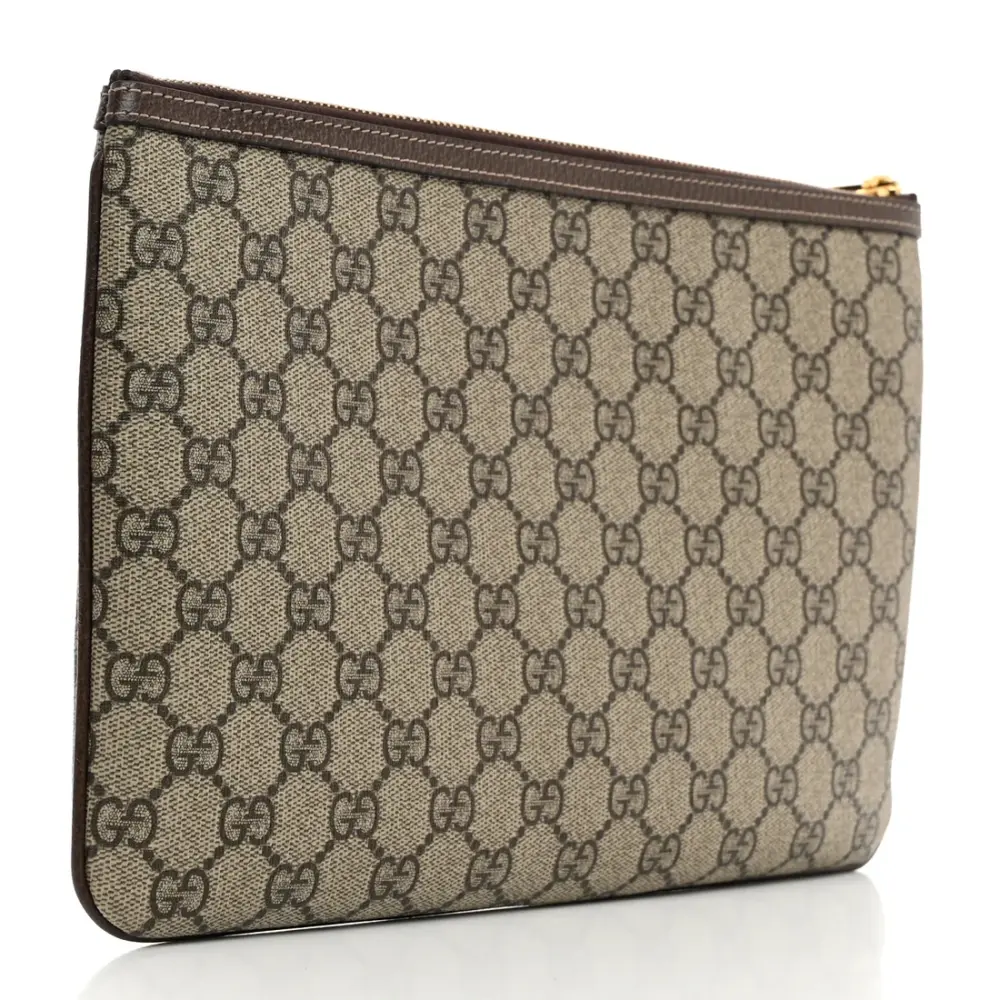 GUCCI FLAT CLUTCH / POUCH / TOILETRY SUPREME OPHIDIA beige ebony