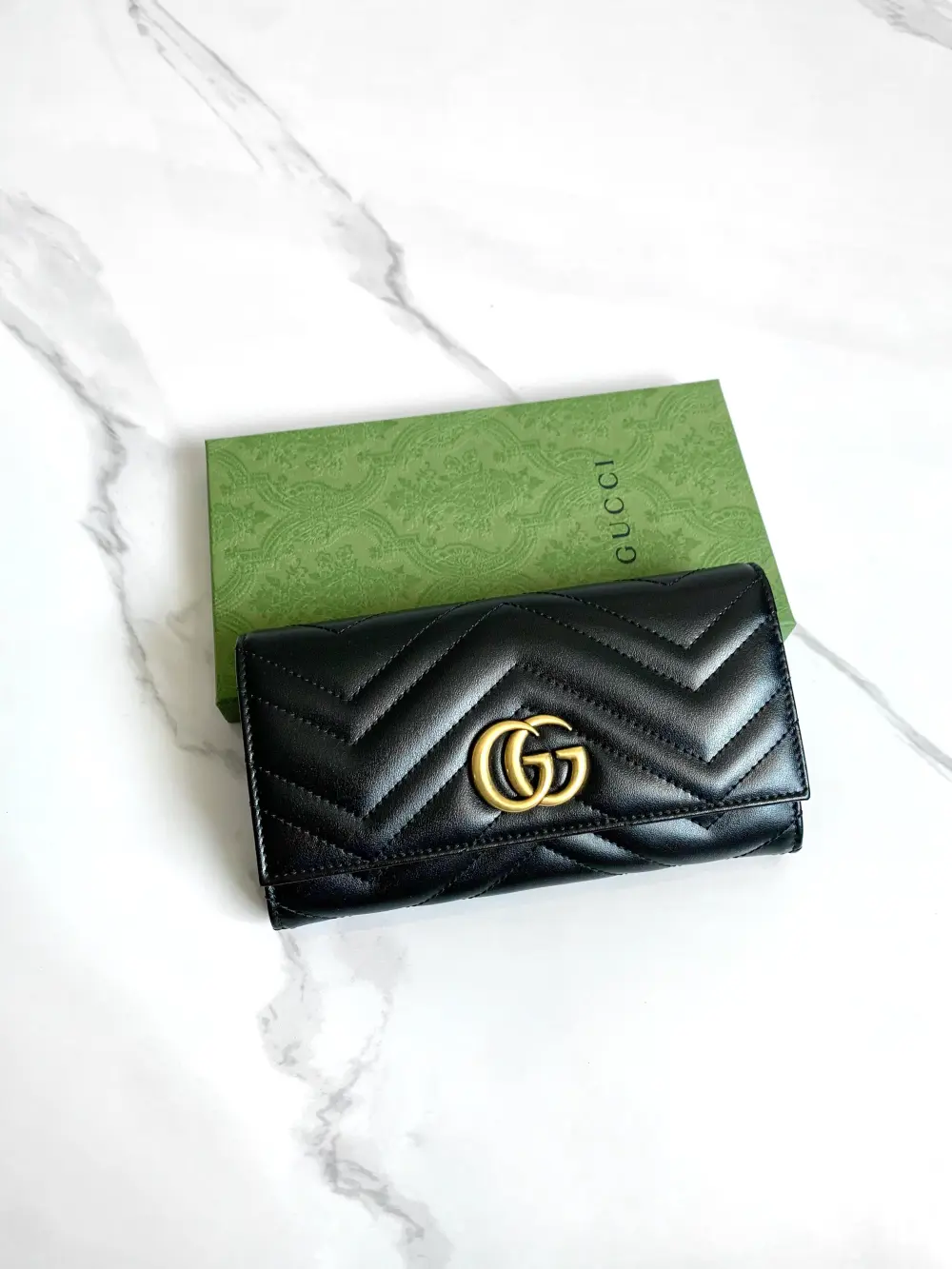 GUCCI GG MARMONT CONTINENTAL FLAP WALLET black ghw