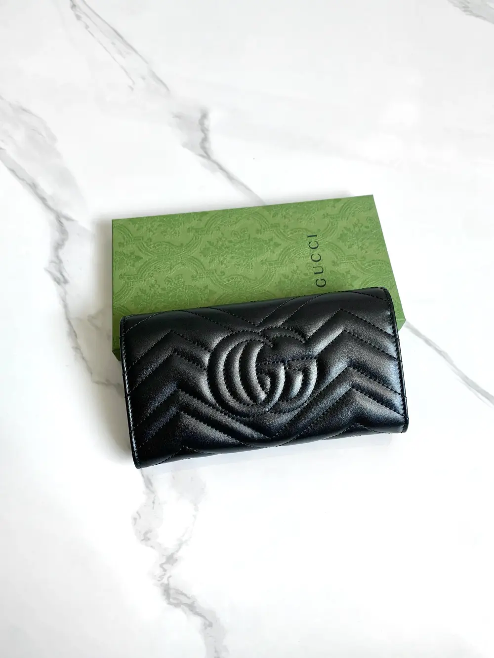 GUCCI GG MARMONT CONTINENTAL FLAP WALLET black ghw