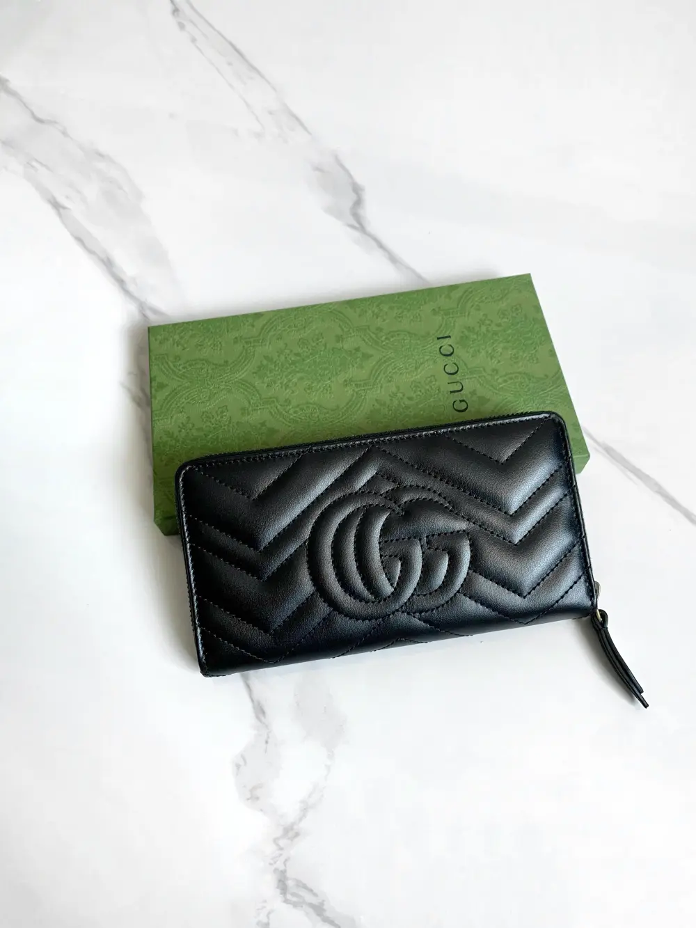 GUCCI GG MARMONT ZIP AROUND WALLET black ghw