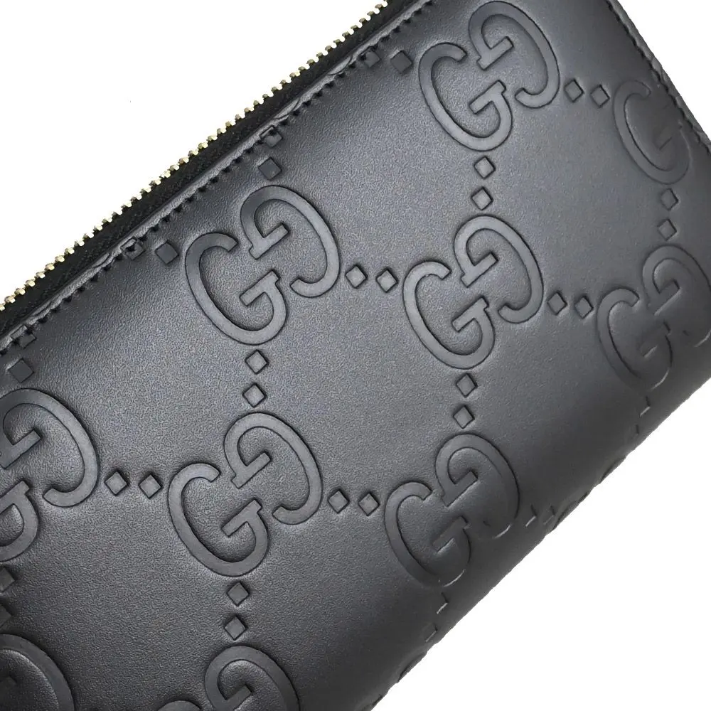 GUCCI LONG WALLET ZIPPER GG BIG LOGO black