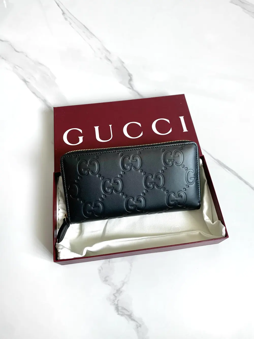 GUCCI LONG WALLET ZIPPER GG BIG LOGO black
