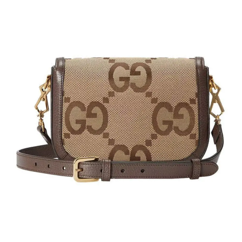 GUCCI MINI HORSEBIT 1955 JUMBO GG SUPREME SHOULDER BAG beige ebony