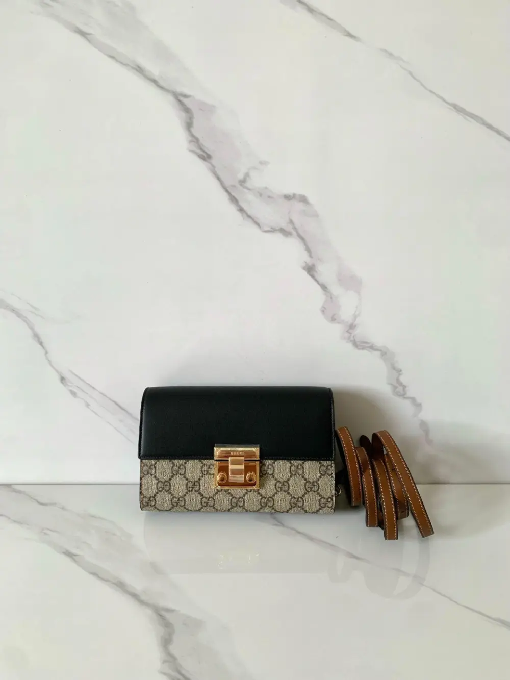 GUCCI SUPREME PADLOCK MINI beige ebony black