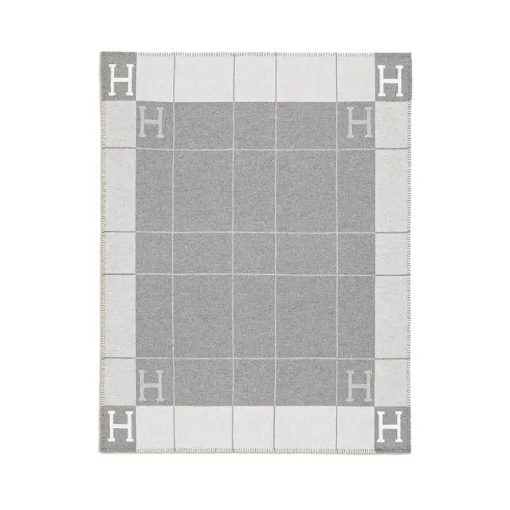 HERMES AVALON BLANKET ecru / gris clair