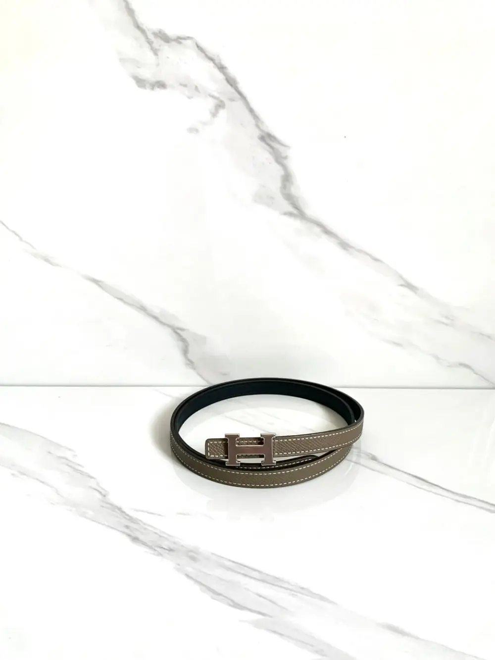 HERMES BELT 13MM black etoupe
