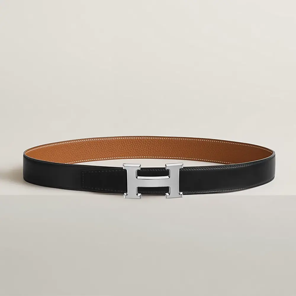 HERMES BELT 32MM black gold