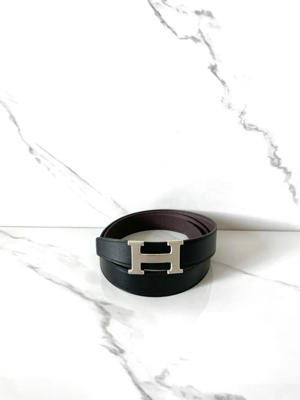 HERMES BELT 32MM black choco