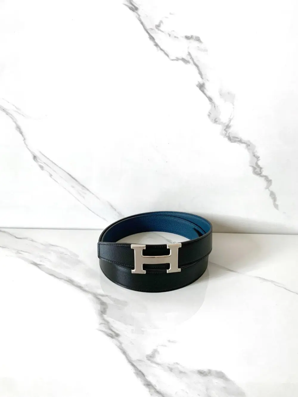 HERMES BELT 32MM black blue
