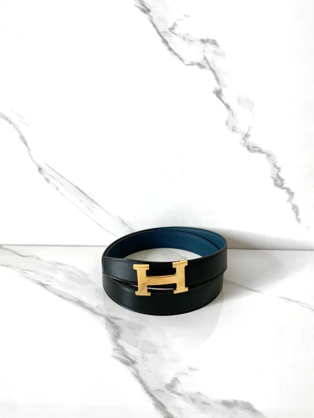 HERMES BELT 32MM black blue