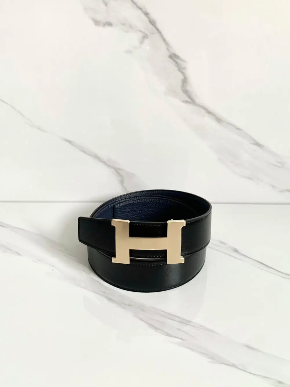 HERMES BELT 38MM black blue nuit