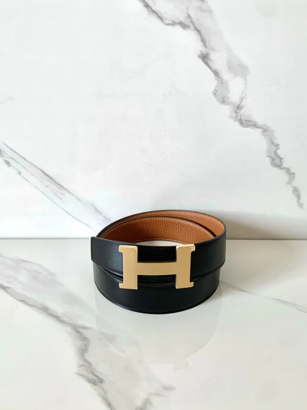 HERMES BELT 38MM black gold