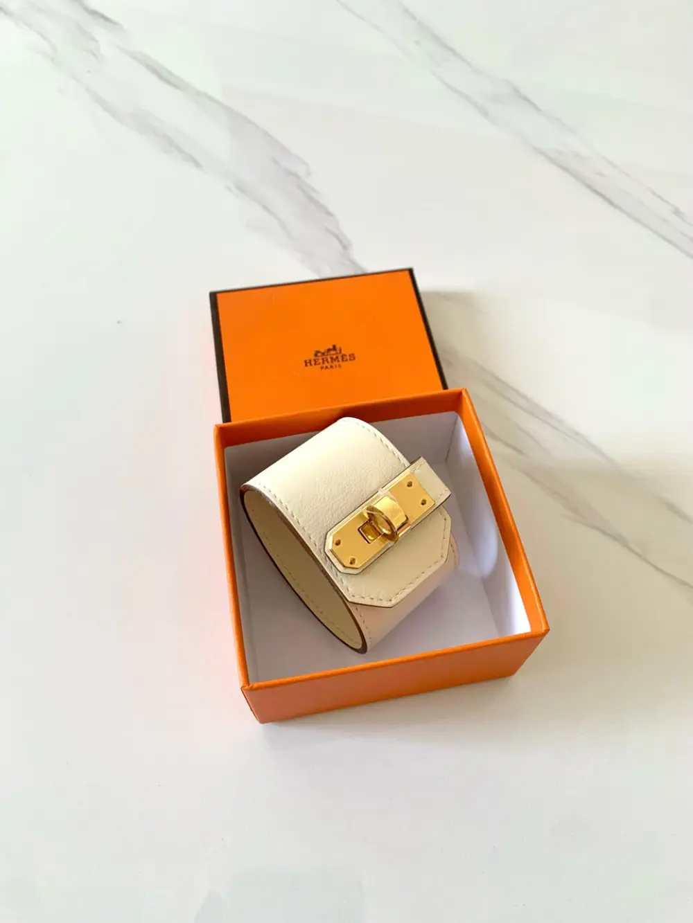 HERMES BRACELET KELLY TWIST nata white ghw
