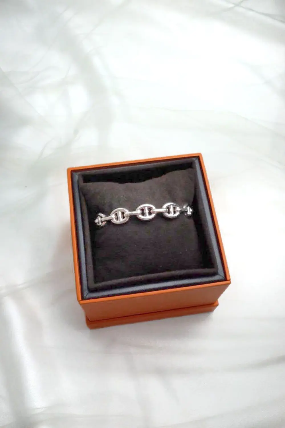 HERMES CHAINE D'ANCRE ENCHAINEE BRACELET (MEDIUM MODEL) silver