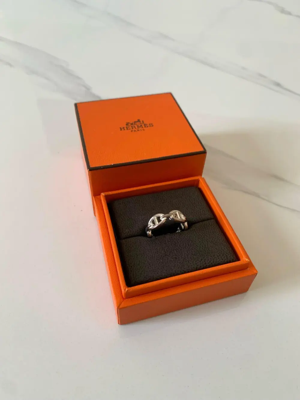 HERMES CHAINE D'ANCRE ENCHAINEE RING (SMALL MODEL) silver