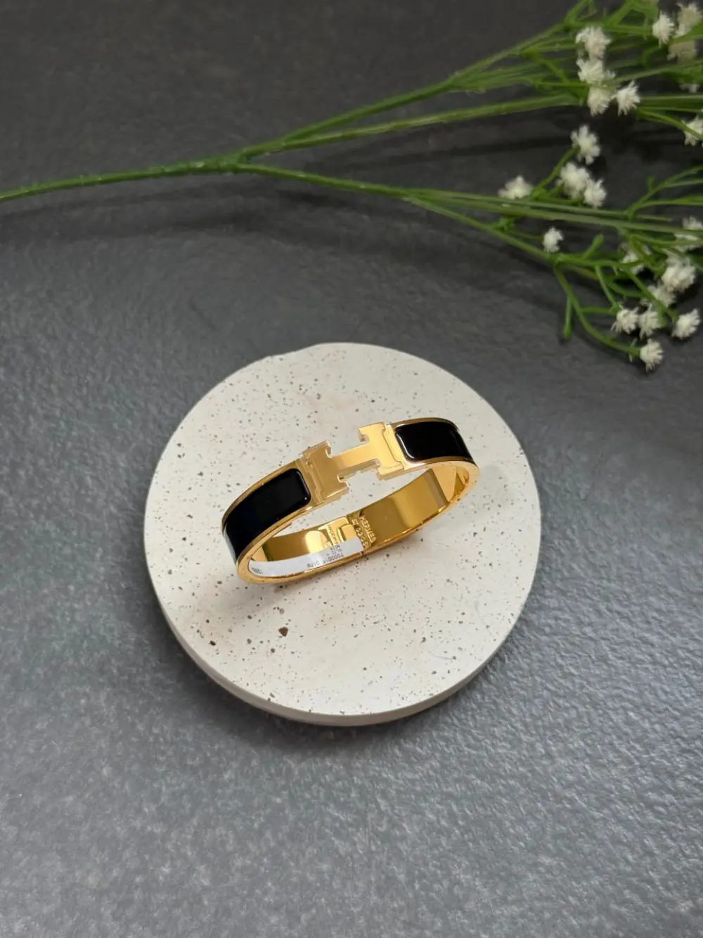 HERMES CLIC H BRACELET black ghw
