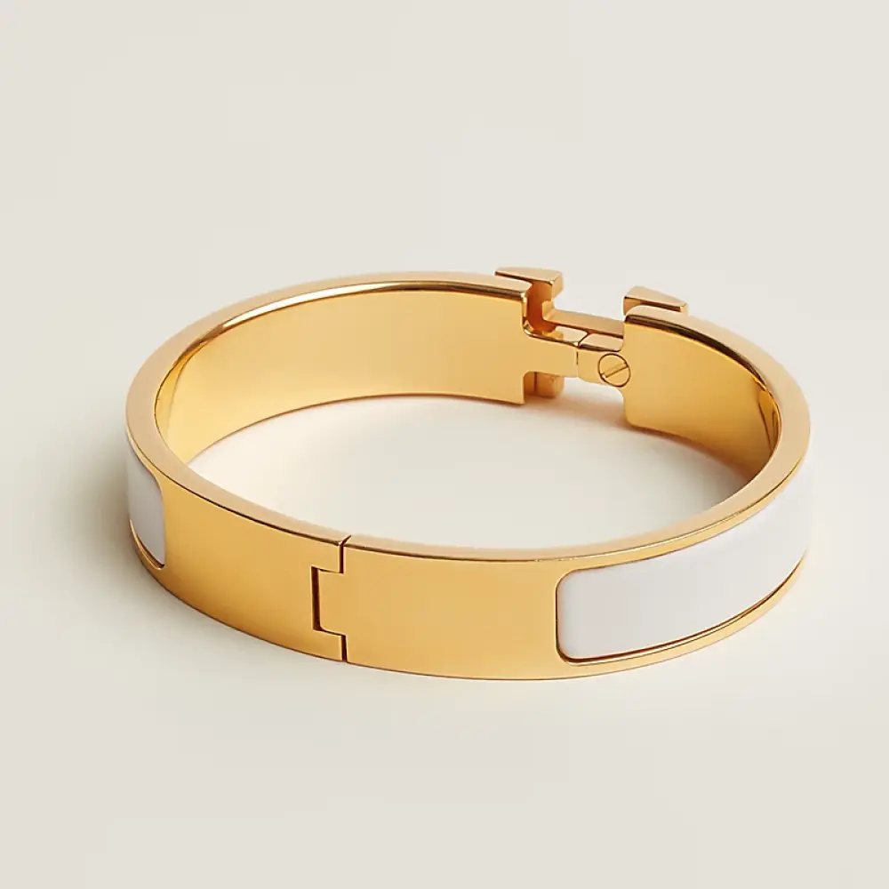 HERMES CLIC H BRACELET white ghw