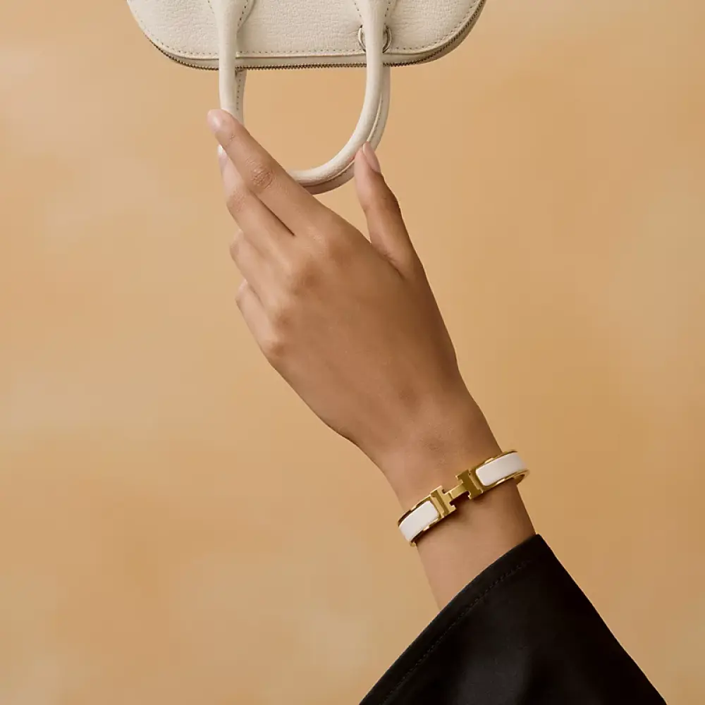 HERMES CLIC H BRACELET white ghw