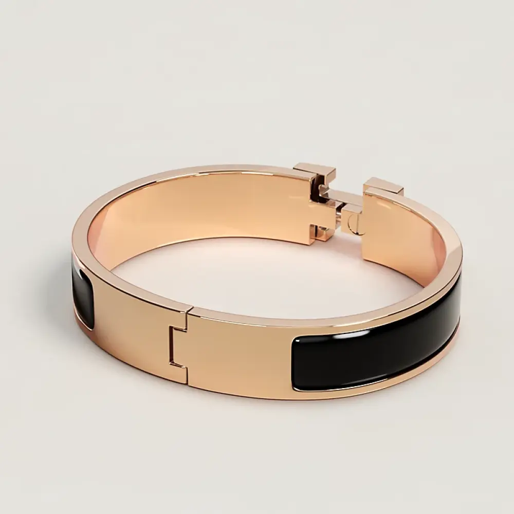 HERMES CLIC H BRACELET black rghw