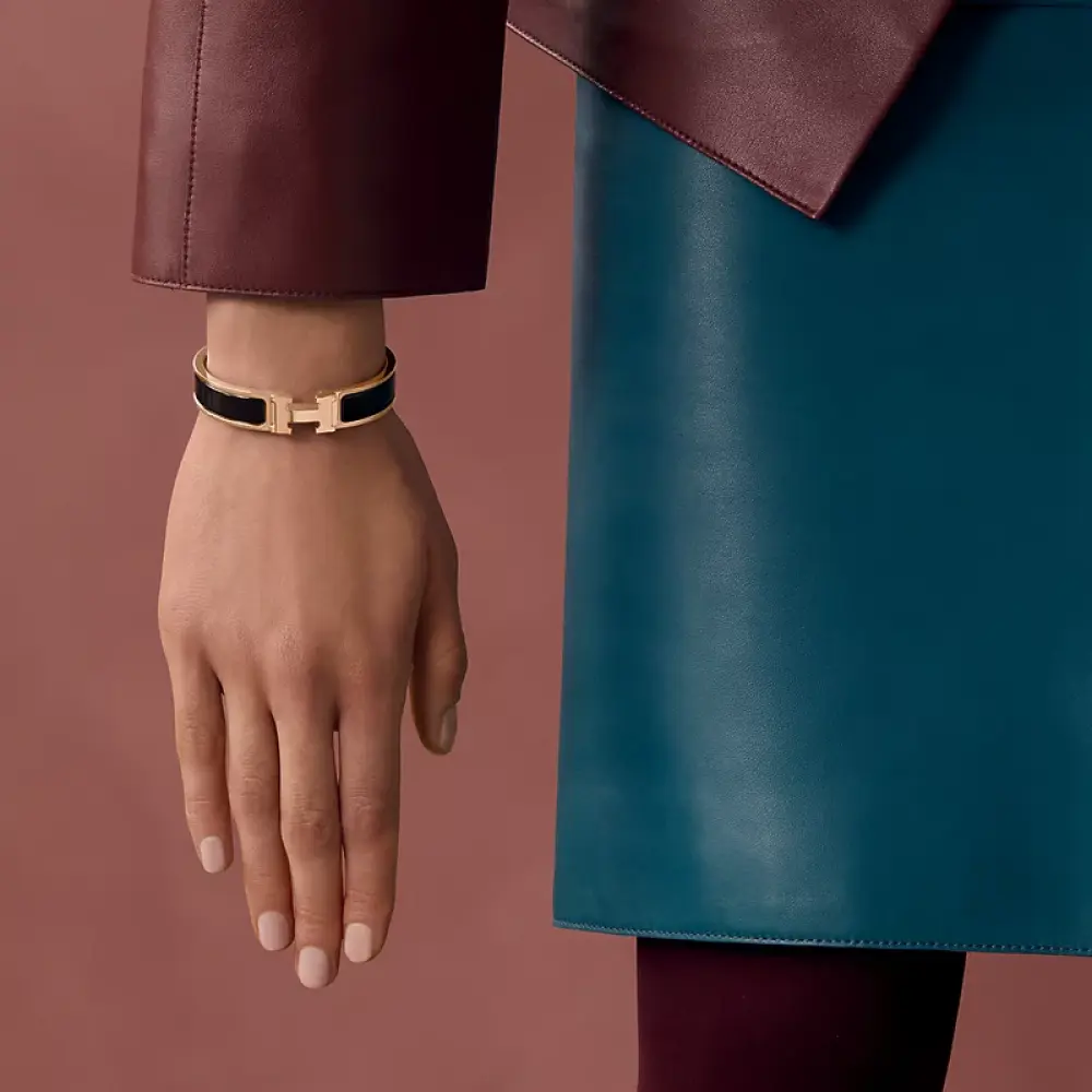 HERMES CLIC H BRACELET black rghw