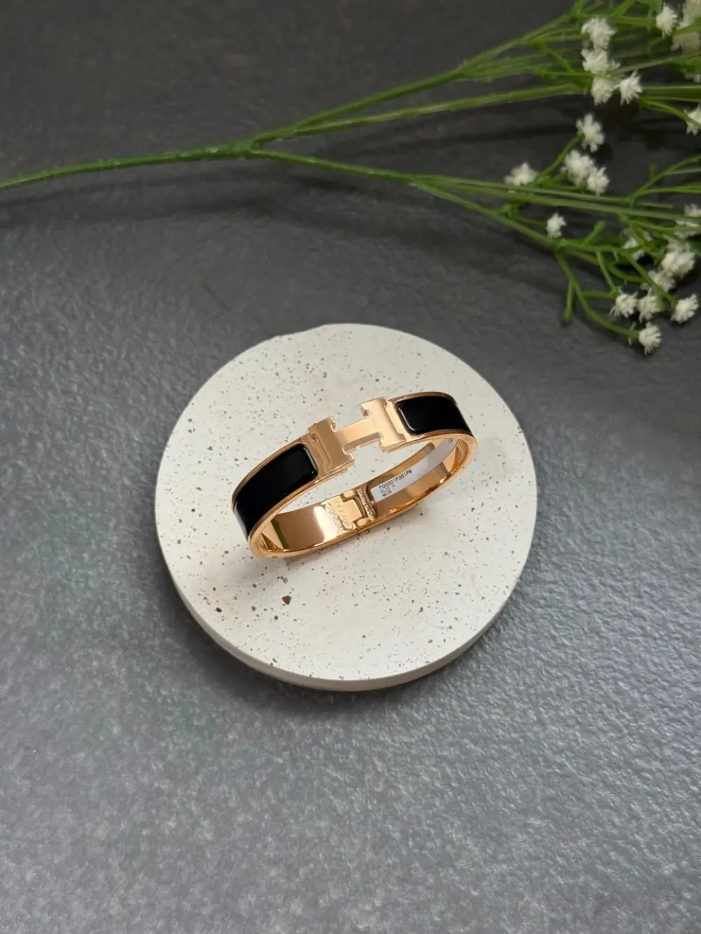 HERMES CLIC H BRACELET black rghw
