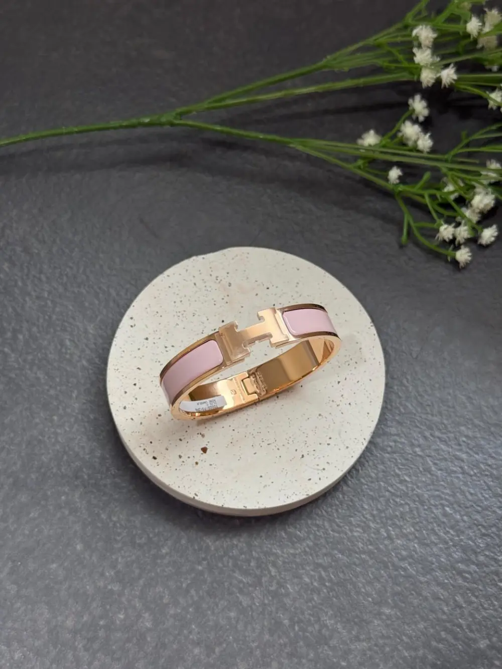 HERMES CLIC H BRACELET rose candeur rghw