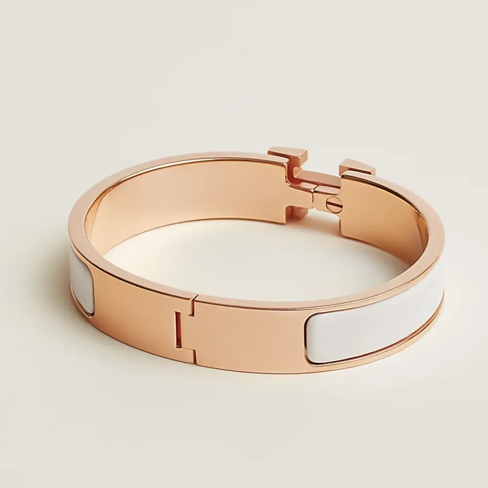 HERMES CLIC H BRACELET white rghw