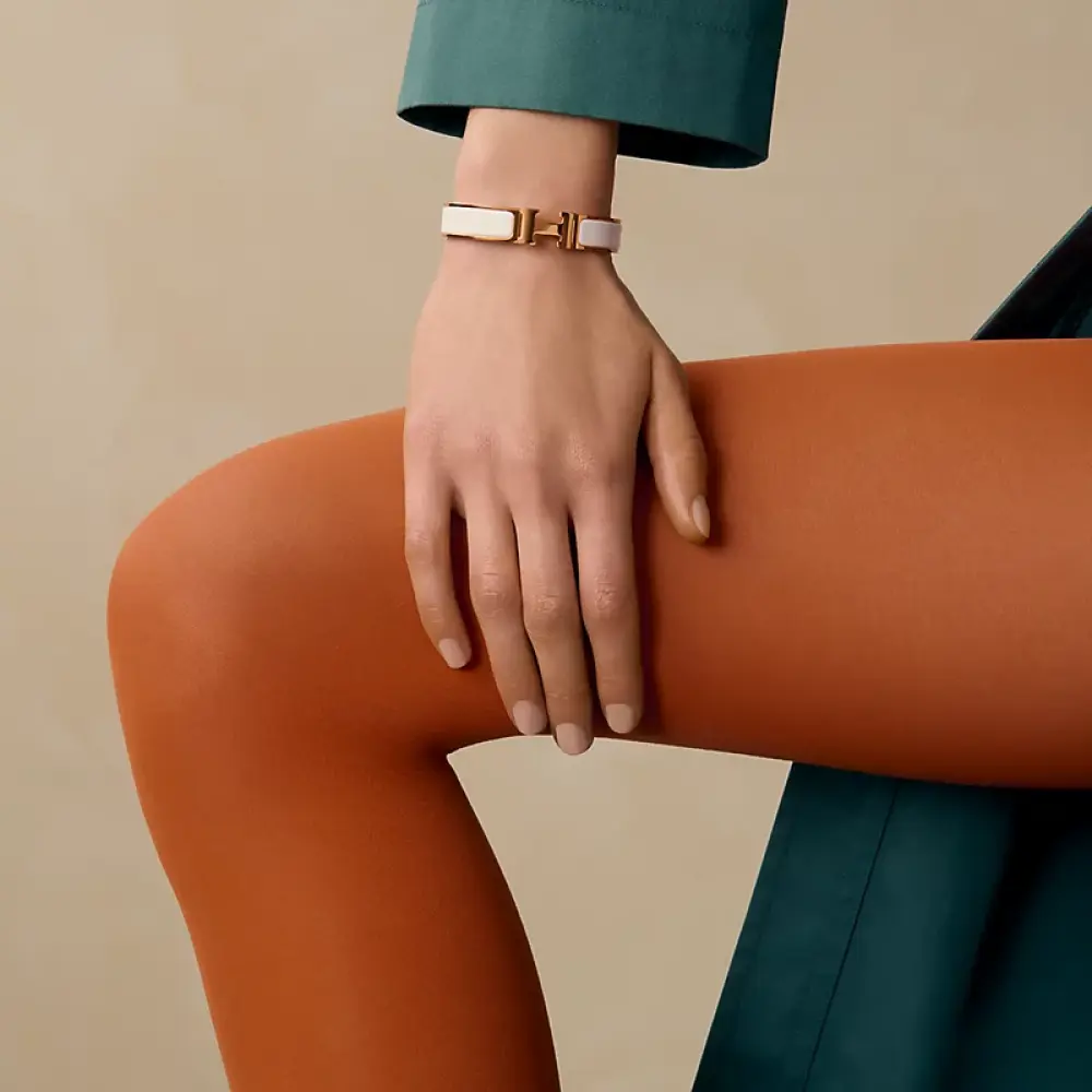 HERMES CLIC H BRACELET white rghw