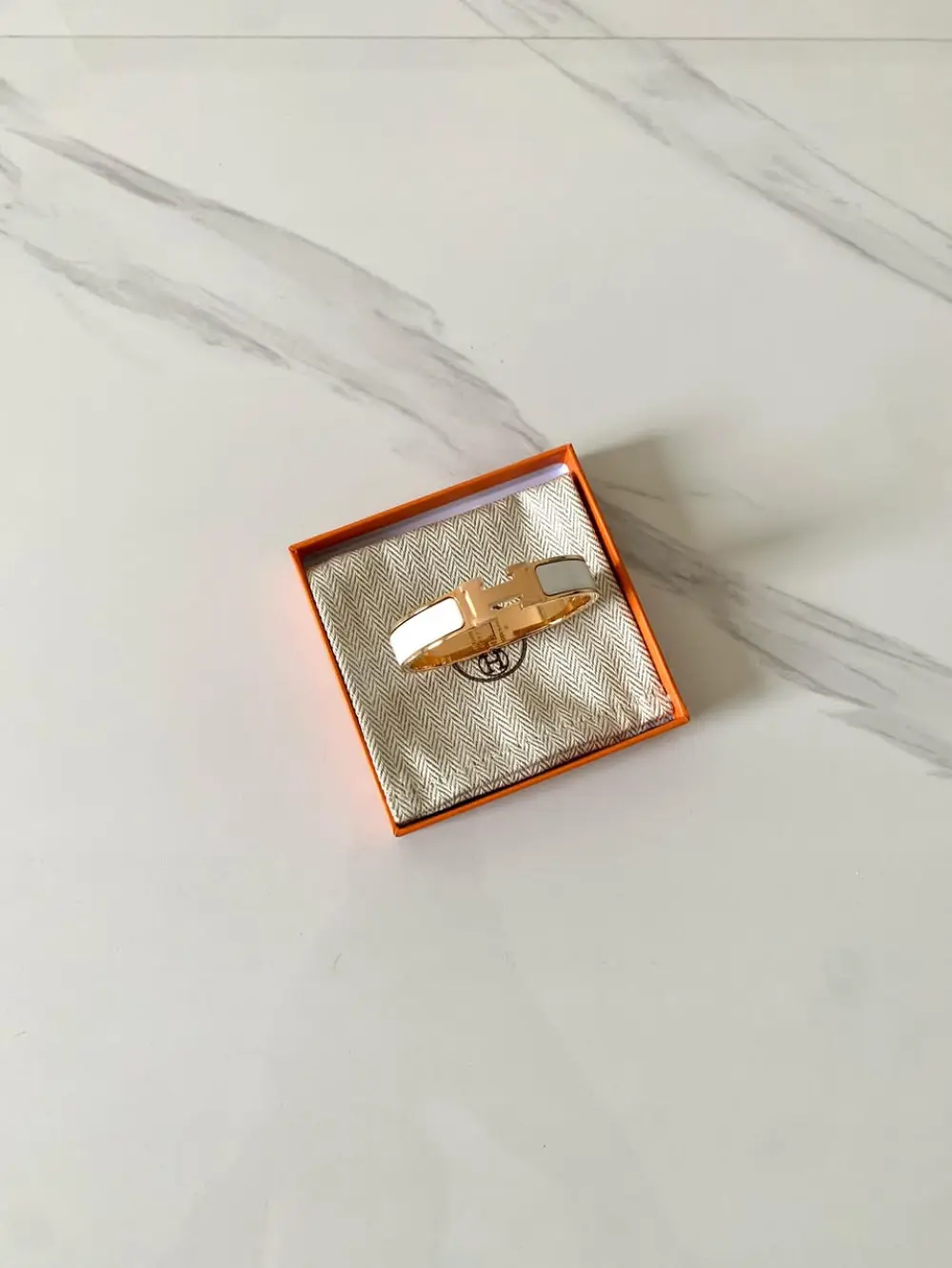 HERMES CLIC H BRACELET white rghw