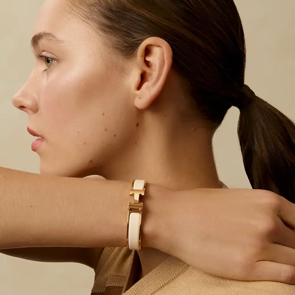 HERMES CLIC H BRACELET creme rghw
