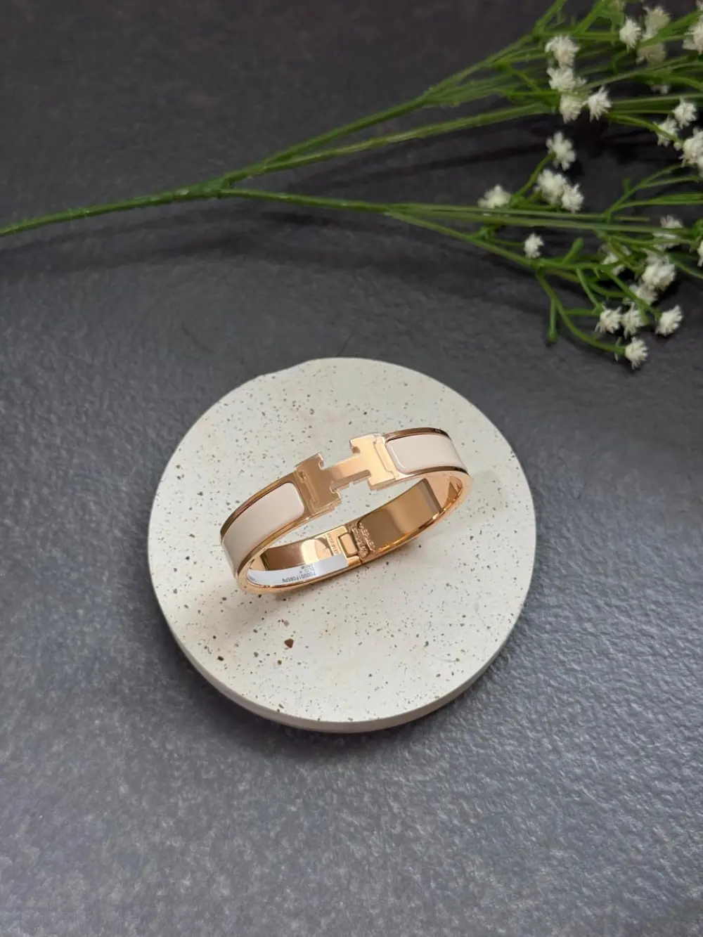 HERMES CLIC H BRACELET creme rghw